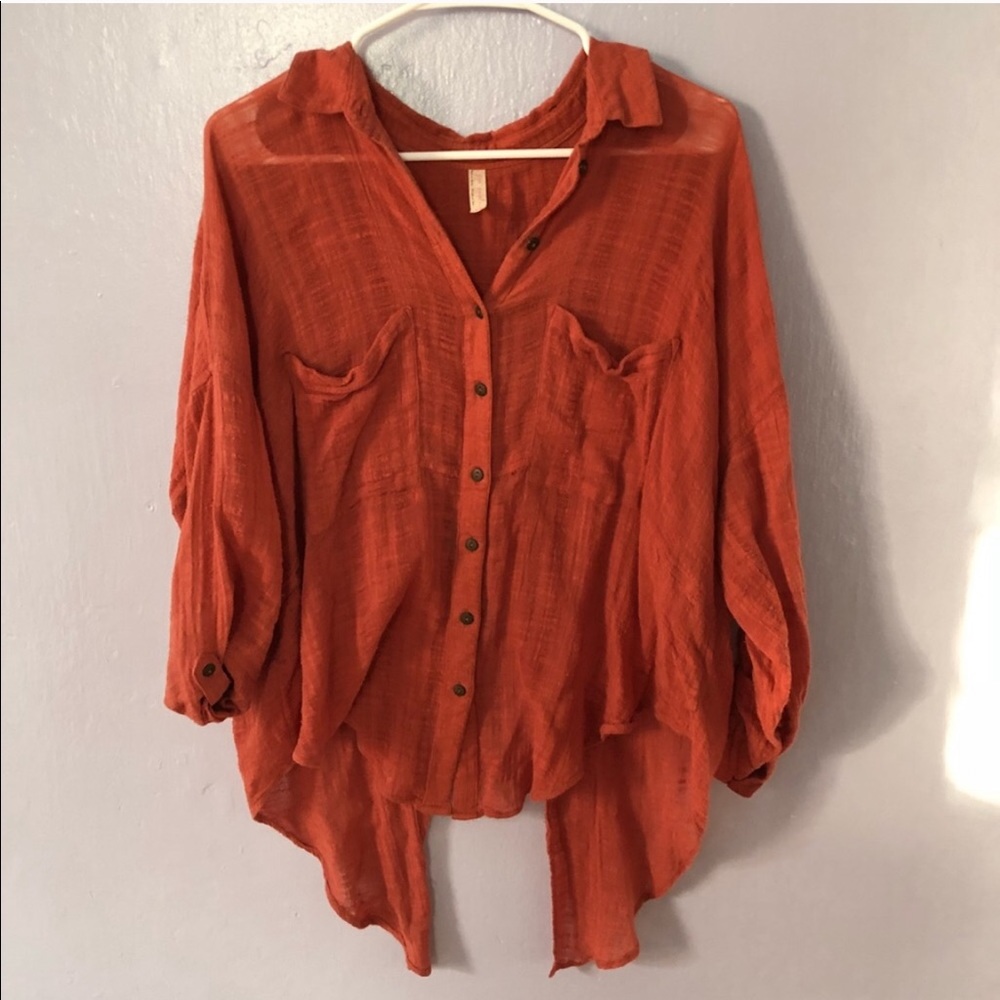 • free people button up knit blouse •
